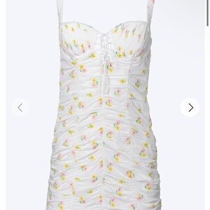 For Love & Lemons, For Love & Lemons CELIA SHIRRED FLORAL-EMBROIDERED dress